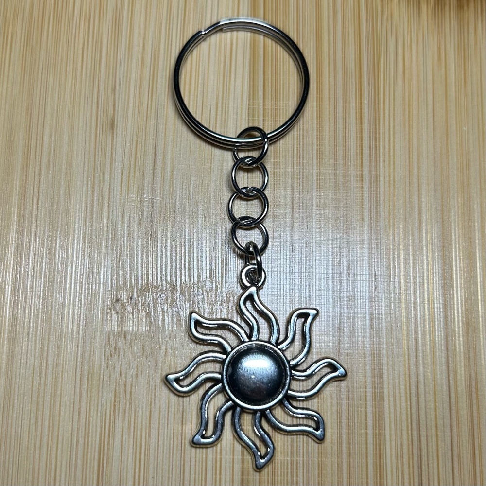 Silver Spiral Sun Keychain